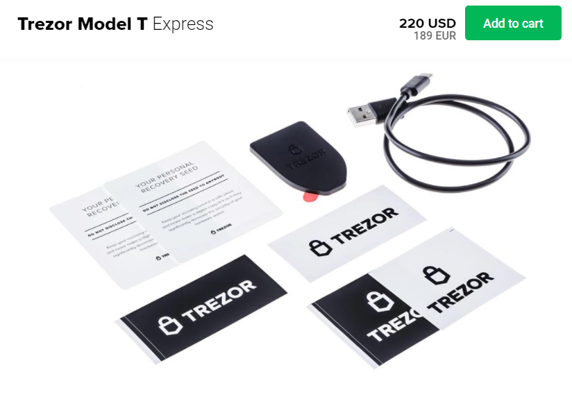 Trezor Model T packaging