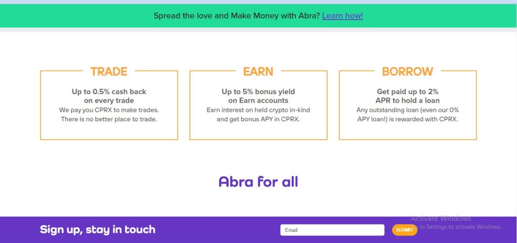 Abra wallet features