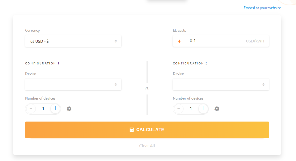 NiceHash profitability calculator