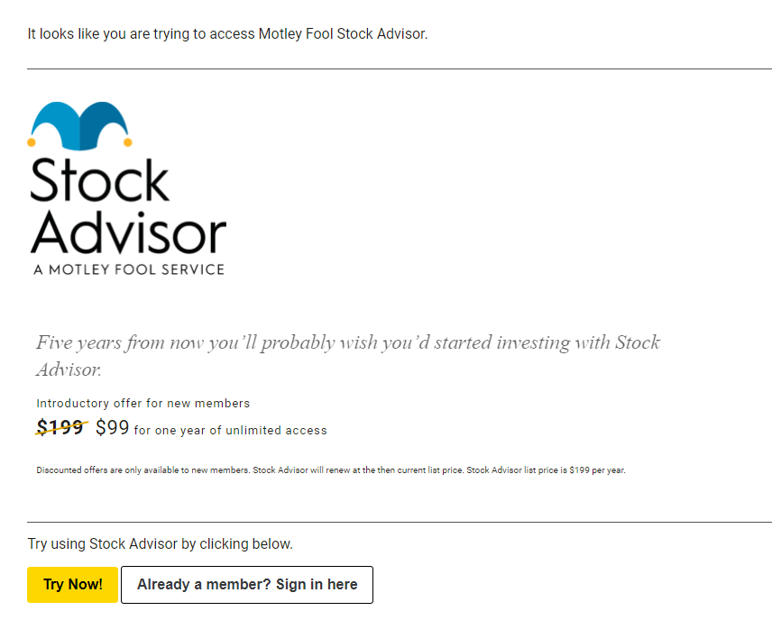 Motley Fool Stock Advisor Services