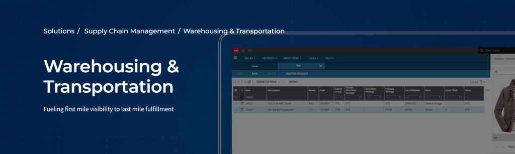 Infor warehousing and transportation