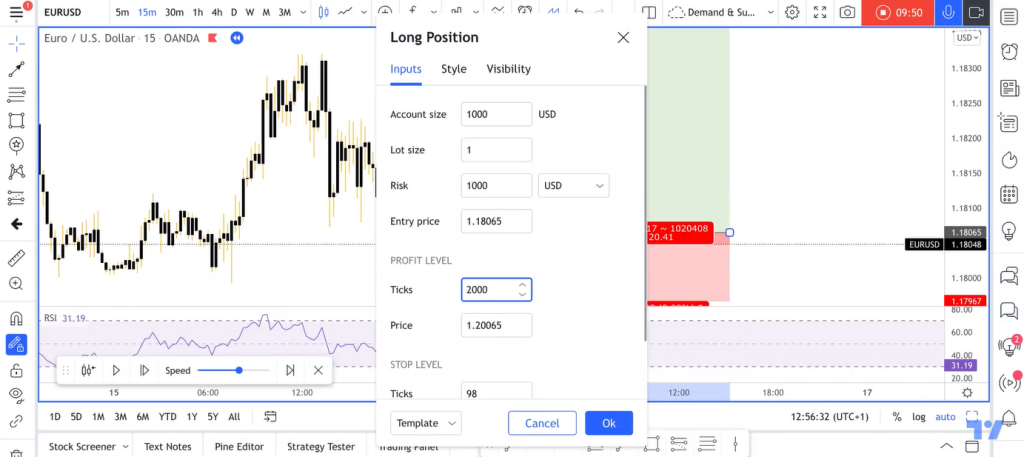 TradingView Entry Position