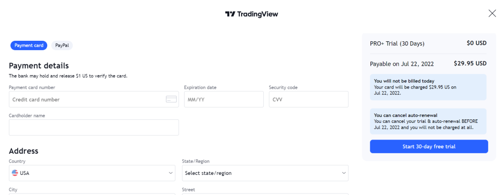 TradingView Sign Up