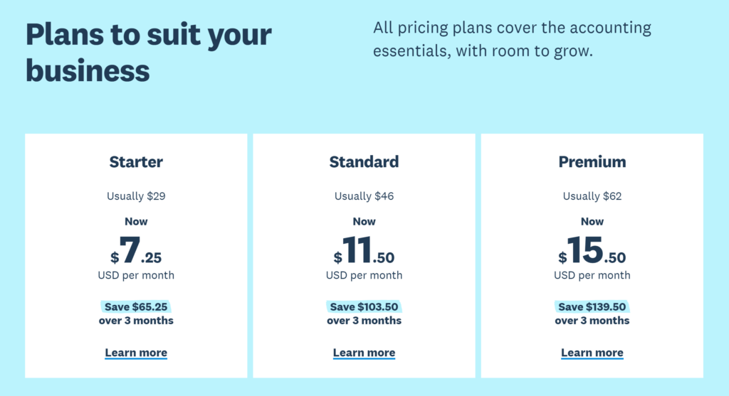 Xero Pricing Plans