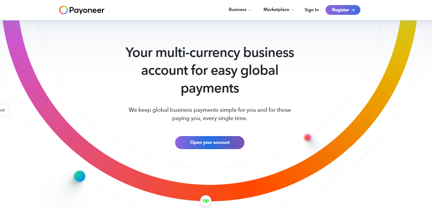 Payoneer Website Interface