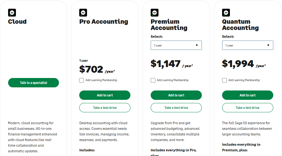 Sage 50 pricing plan