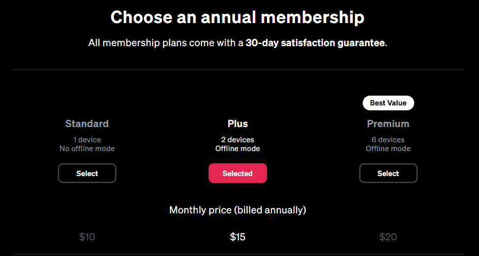 Masterclass membership plan